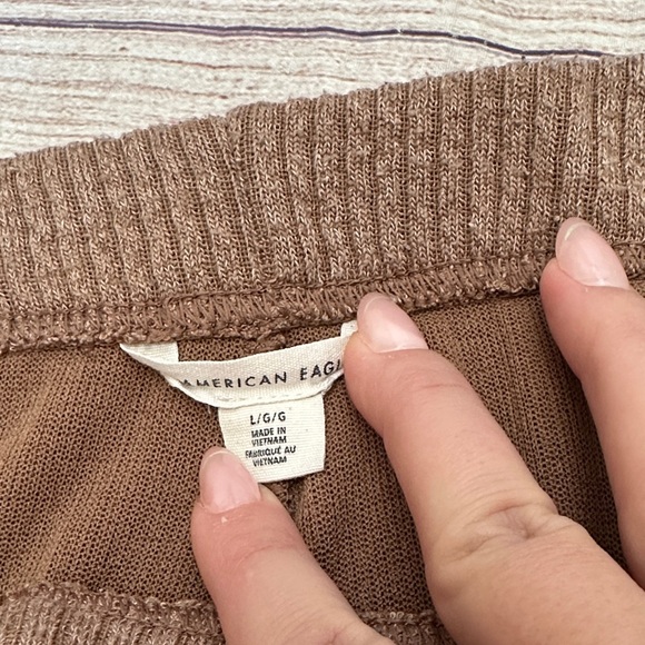 American Eagle Brown Ribbed Knit Bell Bottom Hippie Pants Size Large - Picture 6 of 6